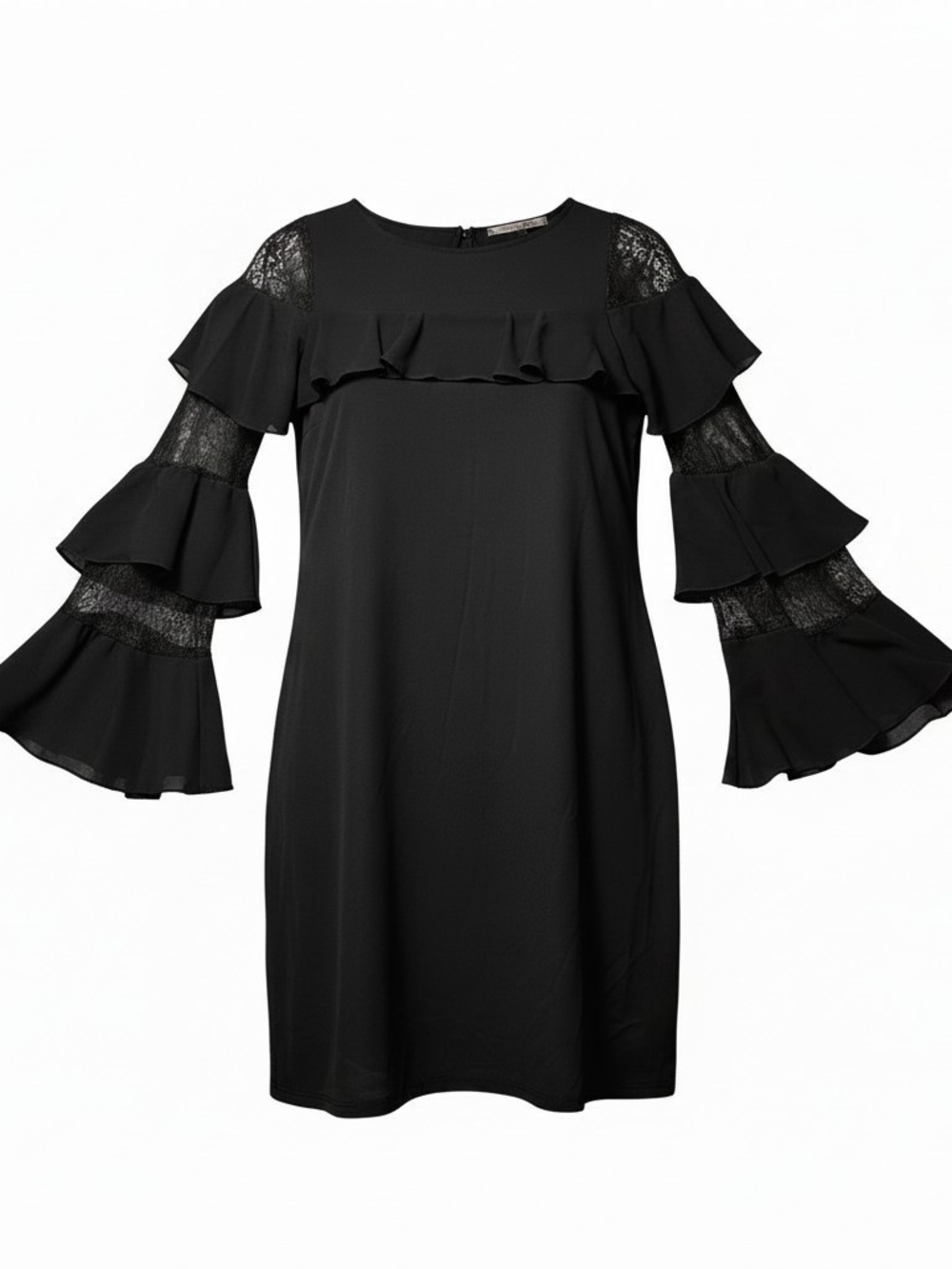 WHITE HOUSE BLACK MARKET | Goth Witchy Bell Sleeve Black Lace‎ Mini Dress | S